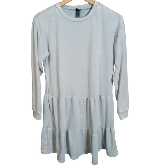wild fable Dresses & Skirts - Wild Fable Light Blue Acid Washed Tiered Long Sleeve Sweatshirt Dress Size S